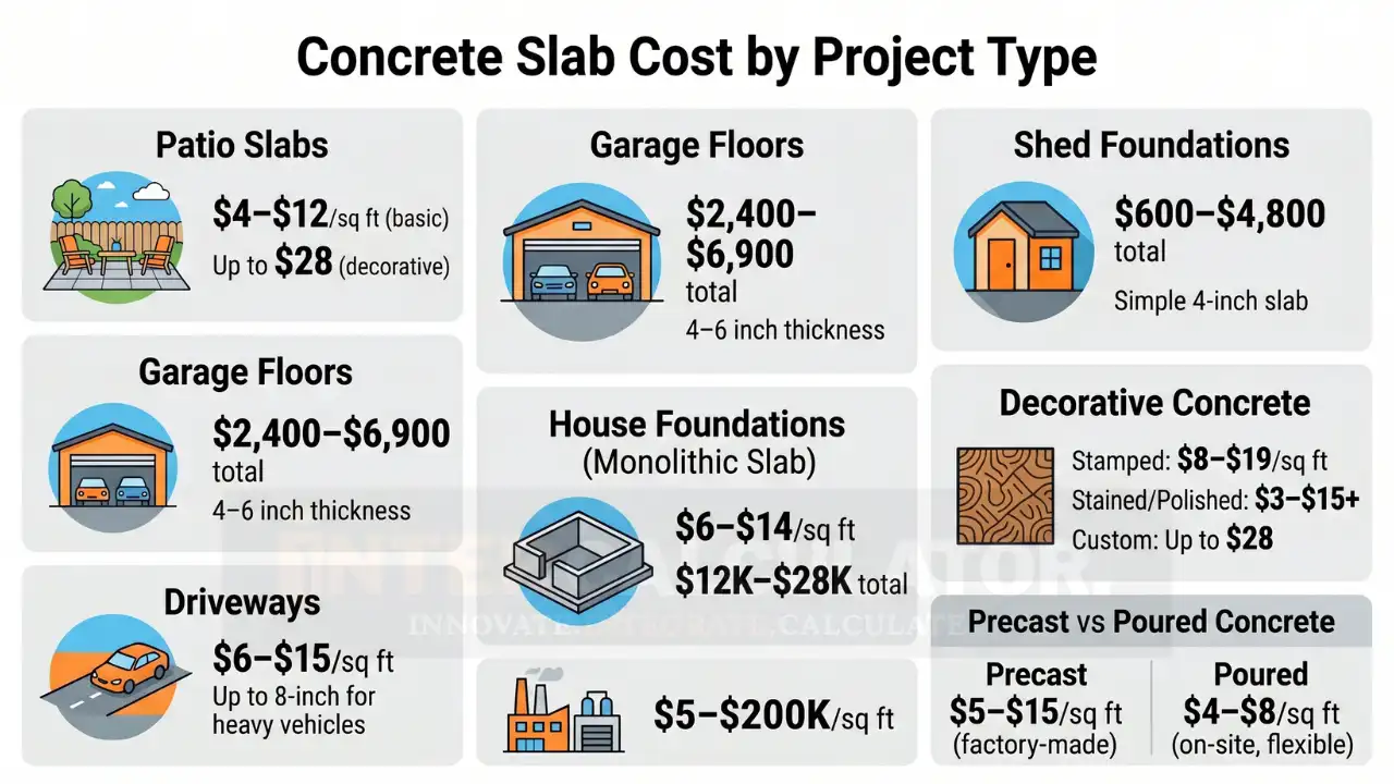 Concrete Slab Cost by Project Type